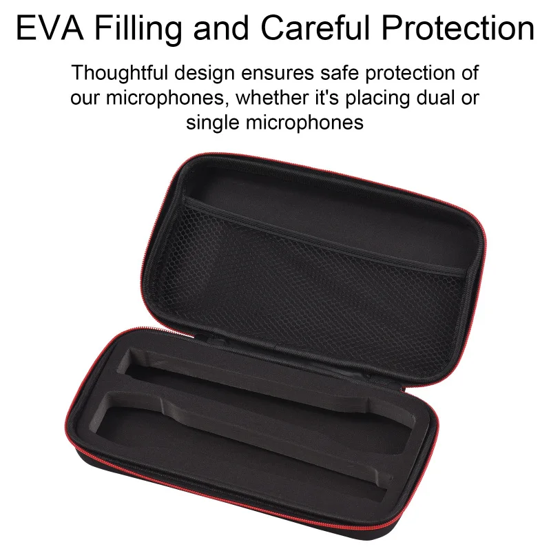 Microphone Case Dual Microphones Carrying Bag Mic Bag Storage Box Case Water-resistant Shock-proof for Storing 2 Microphones