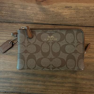 Coach Bags | Coach Wallet, Authentic Coach Double Zip Wallet In Signature Canvas | Color: Red | Size: Os