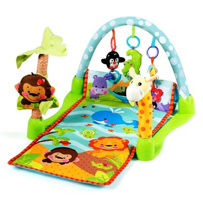 4-in-1 Baby Play Gym Mat with 3 Hanging Educational Toys - Green - 34" x 17" x 51"