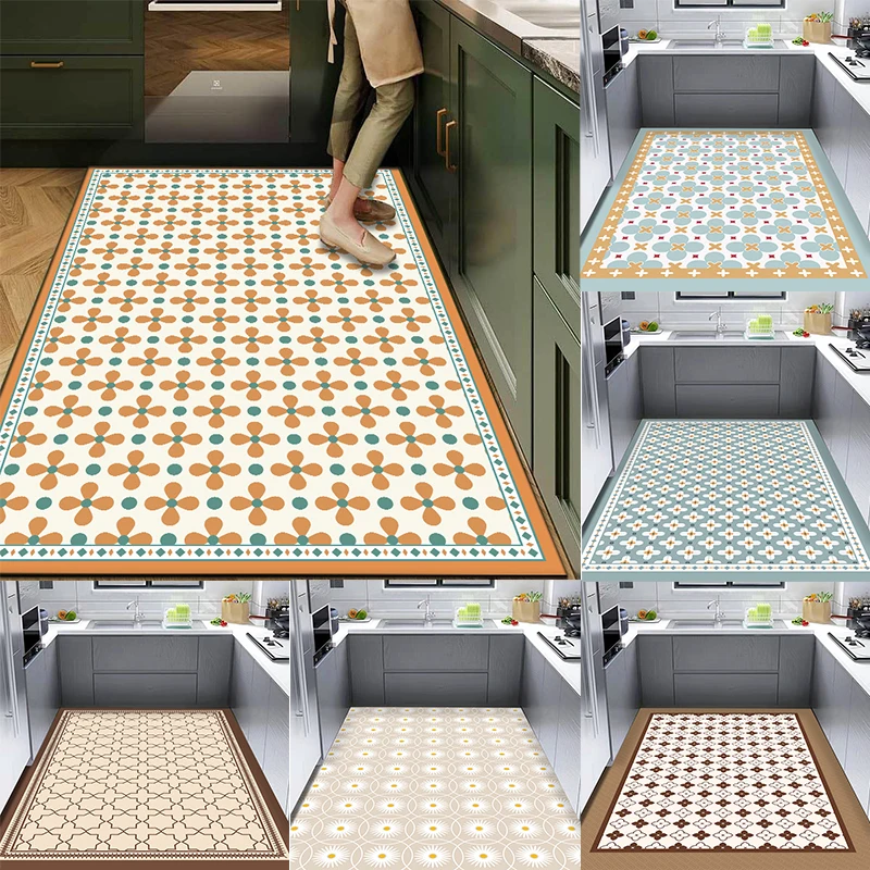 Balcony Kitchen Floor Mat PVC Waterproof Oil-proof Non-slip Carpet Disposable Wipeable Carpets Large-area Dirt-resistant Rugs
