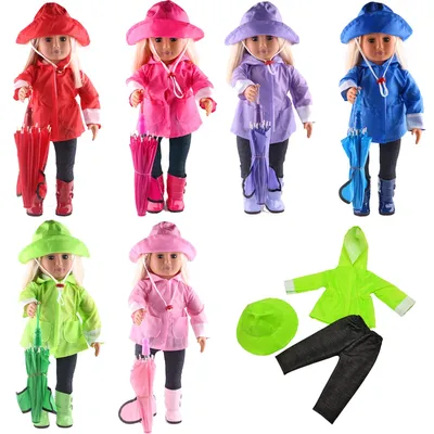 Rain Set 3Pcs=Hat+Coat+Pants For 18 Inch American&43Cm Baby New Born Doll Clothes Accessories