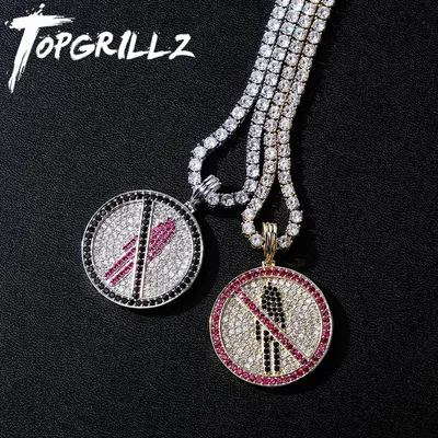 TOPGRILLZ Neue Travis Scott Marke Logo Anhänger Halskette Eis Aus Zirkonia Anhänger Mit 4mm Tennis