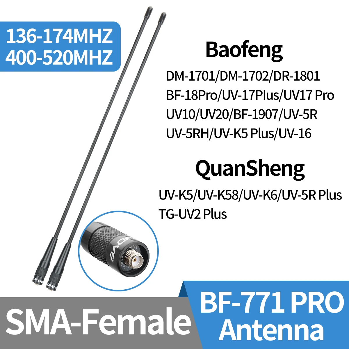 BAOFENG BF-771 Antenne Dual Band SMA-Buchse VHF UHF für Baofeng UV-5R UV-21Pro Quansheng UV-K6 K5 Walkie Talkie Radio Image
