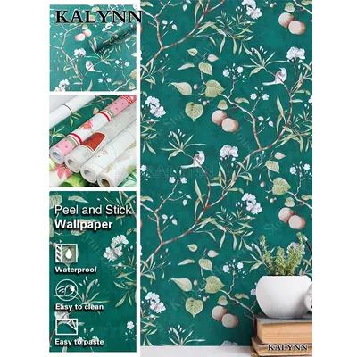 Grünes Blumen kontakt papier, Vinyl schälen und kleben Tapeten, Vintage selbst klebende Tapete für Schlafzimmer Schubladen Schränke Badezimmer Image