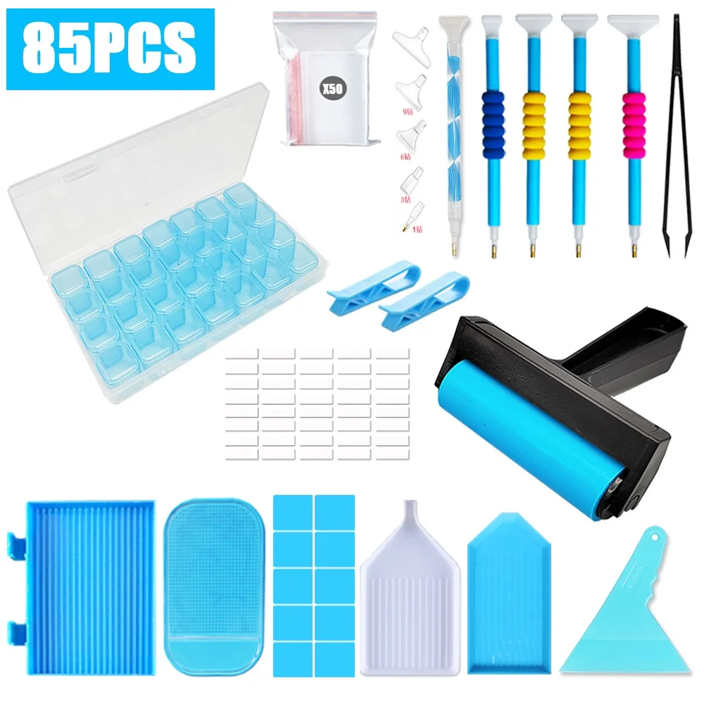 Diamantmalerei-Werkzeugset, Schnellpunktbohrstift, Druckbohrwalzen-Set, Aufbewahrungsbox für Punktbohrscheiben-Werkzeuge Image