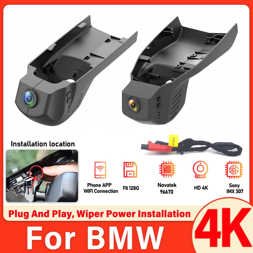 Neue 4k 2160p auto dvr dash cam kamera für bmw x3 f25 x5 f15 x1 f48 x4 x6 x7 m 1 3 5 7 serie f20 f30 f31 f32 f40 f10 uhd dashcam Image