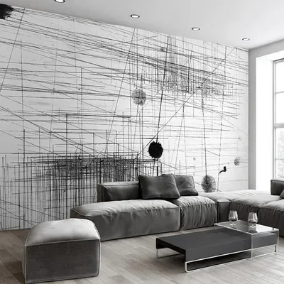 Nach Wandbild Tapete Schwarz Weiß Streifen Linien Abstrakte Kunst Wand Malerei Wohnzimmer Sofa TV Image