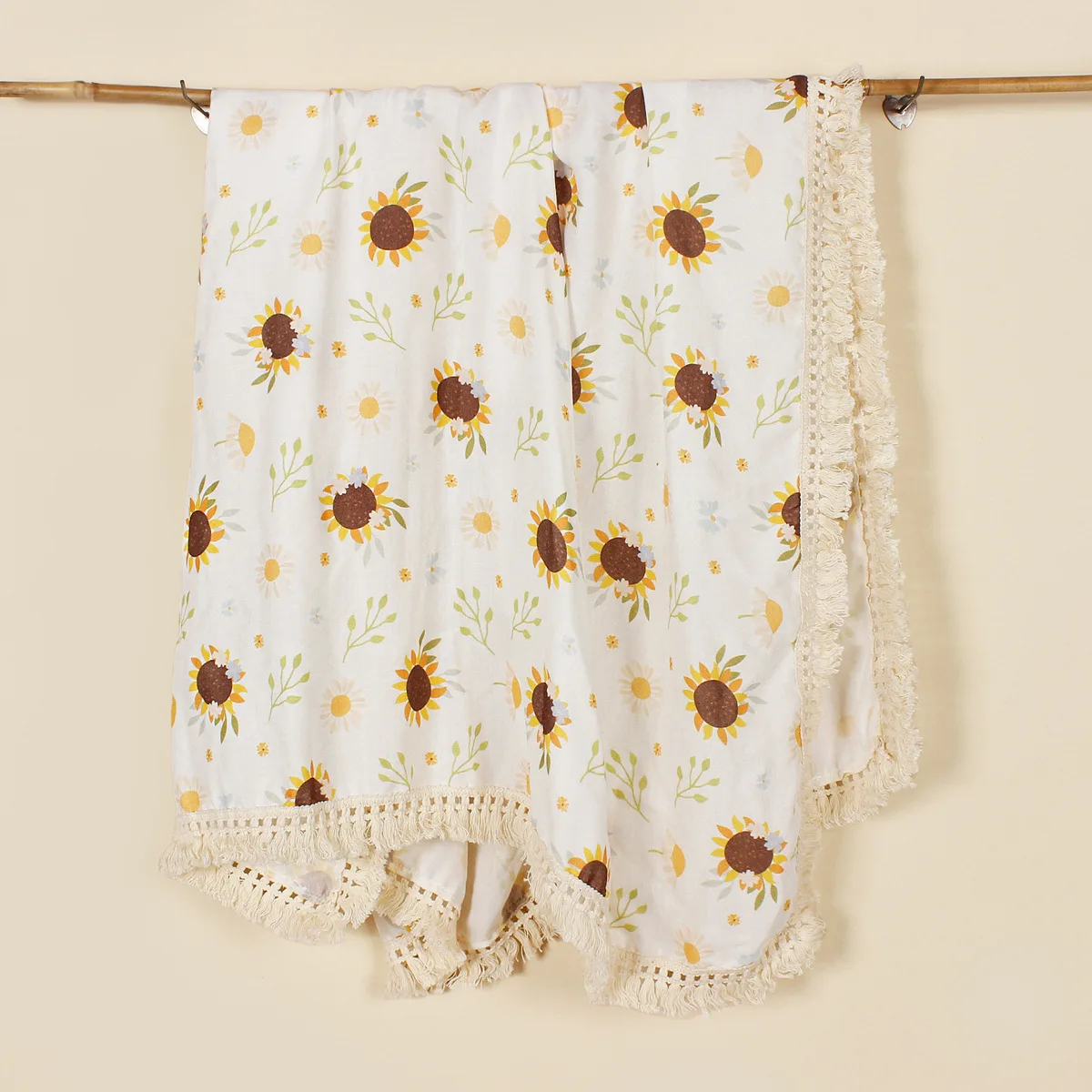 Blumen druck Baby decke Baumwolle Sommer Musselin Wickel Gaze Kinderwagen Abdeckung Sonnenblume Quaste Baby Badet uch Neugeborene Bettwäsche Image