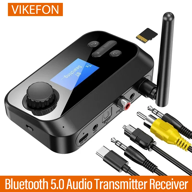Bluetooth 5.0 Audio Sender Empfänger SD Karte Freisprechen Anruf Stereo Wireless Adapter RCA SPDIF 3,5mm Aux Jack für TV PC Auto Image