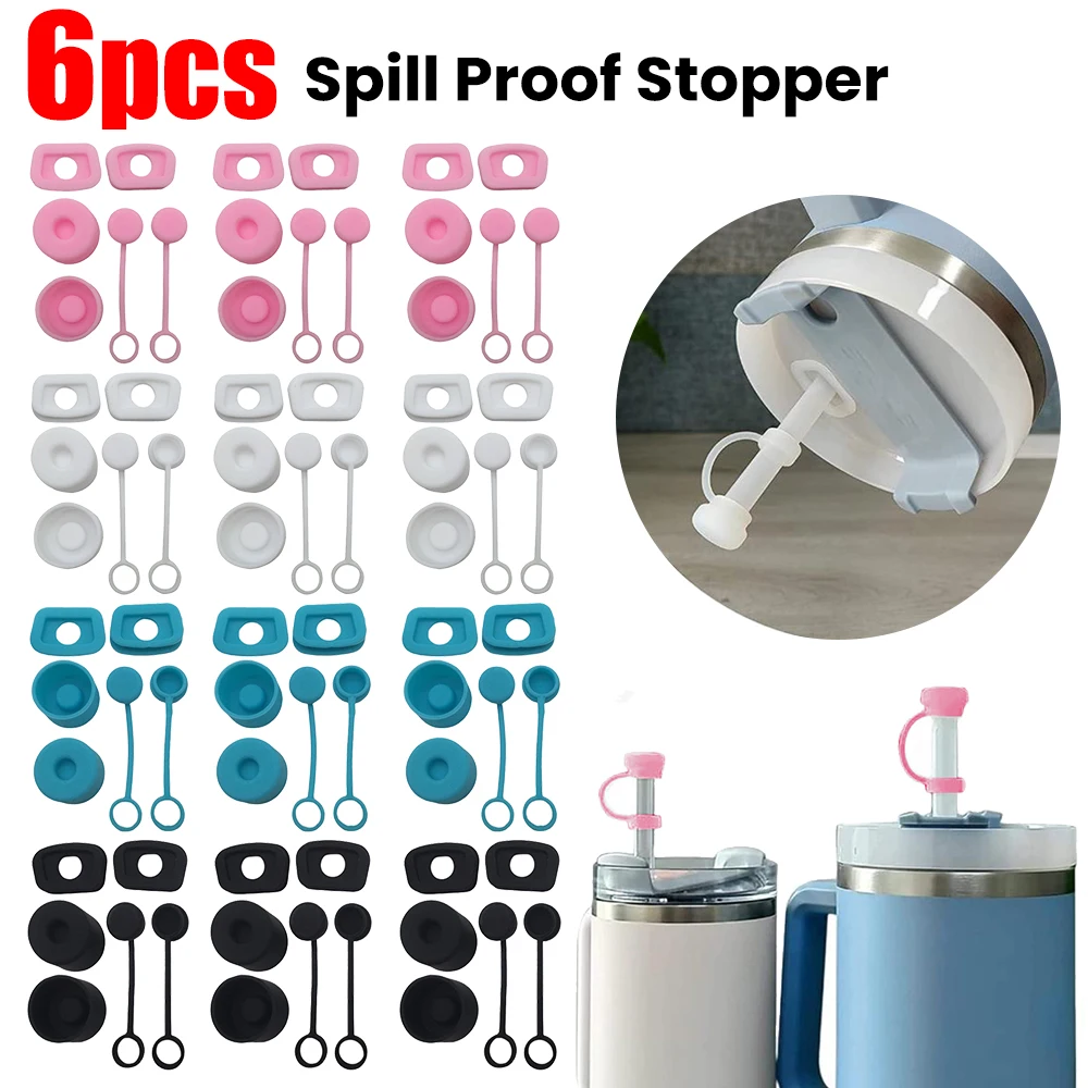 6 stücke Silikon auslaufs ic heren Stopper-Set kompatibel für Stanley Cup 1,0 30oz/40oz Outdoor-Wasser flasche Anti-Spill-Zubehör Image