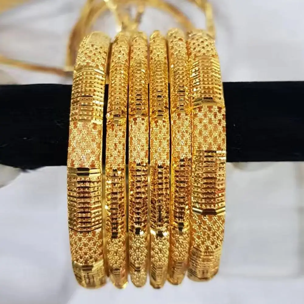 Wando 6 stücke Äthiopischen Schmuck Gold Farbe Armreifen Für Frauen Mädchen Dubai Gold Armreifen Für Afrikanische Armbänder Frauen Geschenke b141