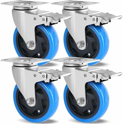 Ulisem 4er-Set Lenkrollen, 100 mm Möbelrollen, bis zu 600 kg, Schwerlastrollen mit Bremse, Image