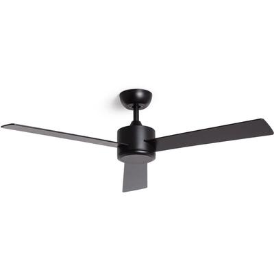 Deckenventilator Lautlos Flevers 132cm DC-Motor Schwarz Ohne Licht, Fernbedienung, Wifi: True Image