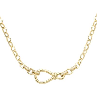 Giorgio Martello Milano - Collier Ankerkette mit Zirkonia, Silber 925 Ketten 1 ct Gold Damen