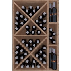 Weinregal der Serie Godello aus massiver Eiche 60 Flaschen mit Diamant und 3 gerade Liegeboxen Image