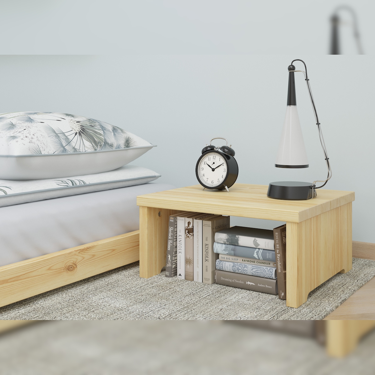 Erst-Holz Nachtkästchen niedriger Nachttisch ohne Schublade Kiefer massiv lackiert 90.20-K15 Image