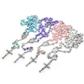 Guadalupe verre perle chapelet collier coeur perles croix catholique prière collier cadeau rose