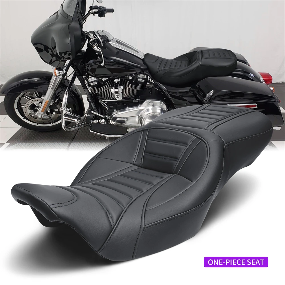 Einteiliges Sitzkissen für Motorradfahrer-Beifahrer für Harley Touring Road King Street Glide Road Glide Electra Glide 2009–2021 Image