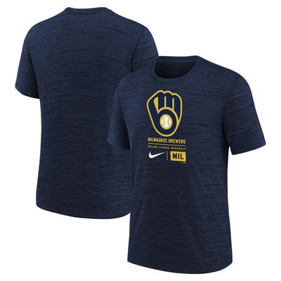 Milwaukee Brewers großes Logo Velocity T-Shirt – Marineblau – Jugend Image