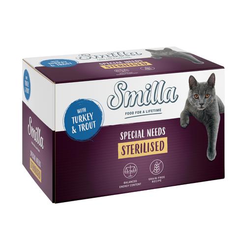 24x100g Sterilised Turkey Trout Tray Smilla Wet Cat Food