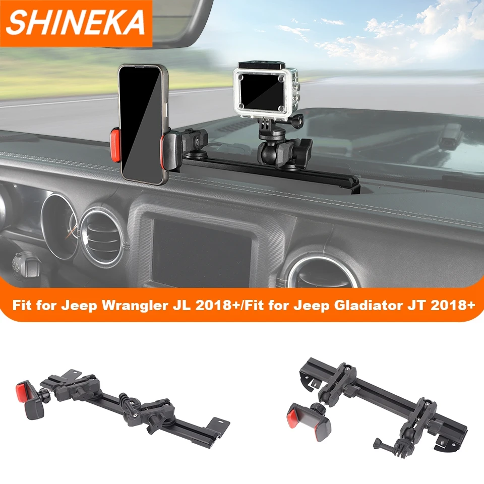 Shineka auto mittel konsole schiebe schiene erweiterung handy halter gps halterung für jeep wrangler jl gladiator jt 2014-2018 up Image
