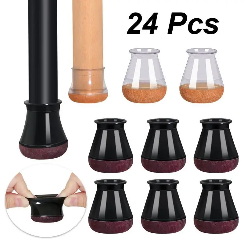 24-teilige Silikon-Stuhlbein-Bodenschoner mit rutschfesten Filz-Möbelbechern für Hartholzböden schützen die Böden vor Kratzern