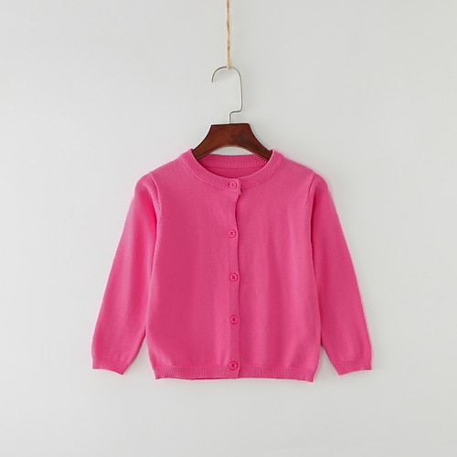 kinderkleidung Mädchen Strickjacke Feste Farbe Schulanfang Langarm Aktiv Baumwolle 7-13 Jahre Frühling Wasser-Blau Kurkuma Dunkles Pulver Image