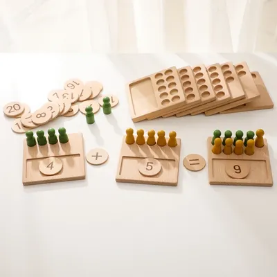 Montessori Math Toys Colorful Alphabet Number Shape Matching Wooden Board Baby Early Educational