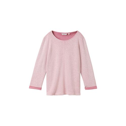 TOM TAILOR Damen 3/4 Arm Sweatshirt, rosa, Melange Optik, Gr. L