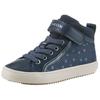 Sneaker GEOX "J KALISPERA GIRL I", Kinder, Gr. 30, blau (navy), Lederimitat, Textil, Glitzermuster, casual, Schuhe, High Top Sneaker, Schnürboots, Freizeitschuh mit Gummizug