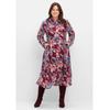 Chiffonkleid SHEEGO BY JOE BROWNS "Große Größen", Damen, Gr. 44, Normalgrößen, lila (beere gemustert), Obermaterial: 100% Polyester;Futter: 100% Polyester, gemustert, feminin, figurumspielend wadenlang, V-Ausschnitt, Langarm, Kleider, mit...