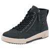 Schnürboots RIEKER SPORT, Damen, Gr. 40, blau (nachtblau), Leder, sportlich, Schuhe, Stiefelette, High Top Sneaker, Freizeitboots mit Reißverschluss, Topseller
