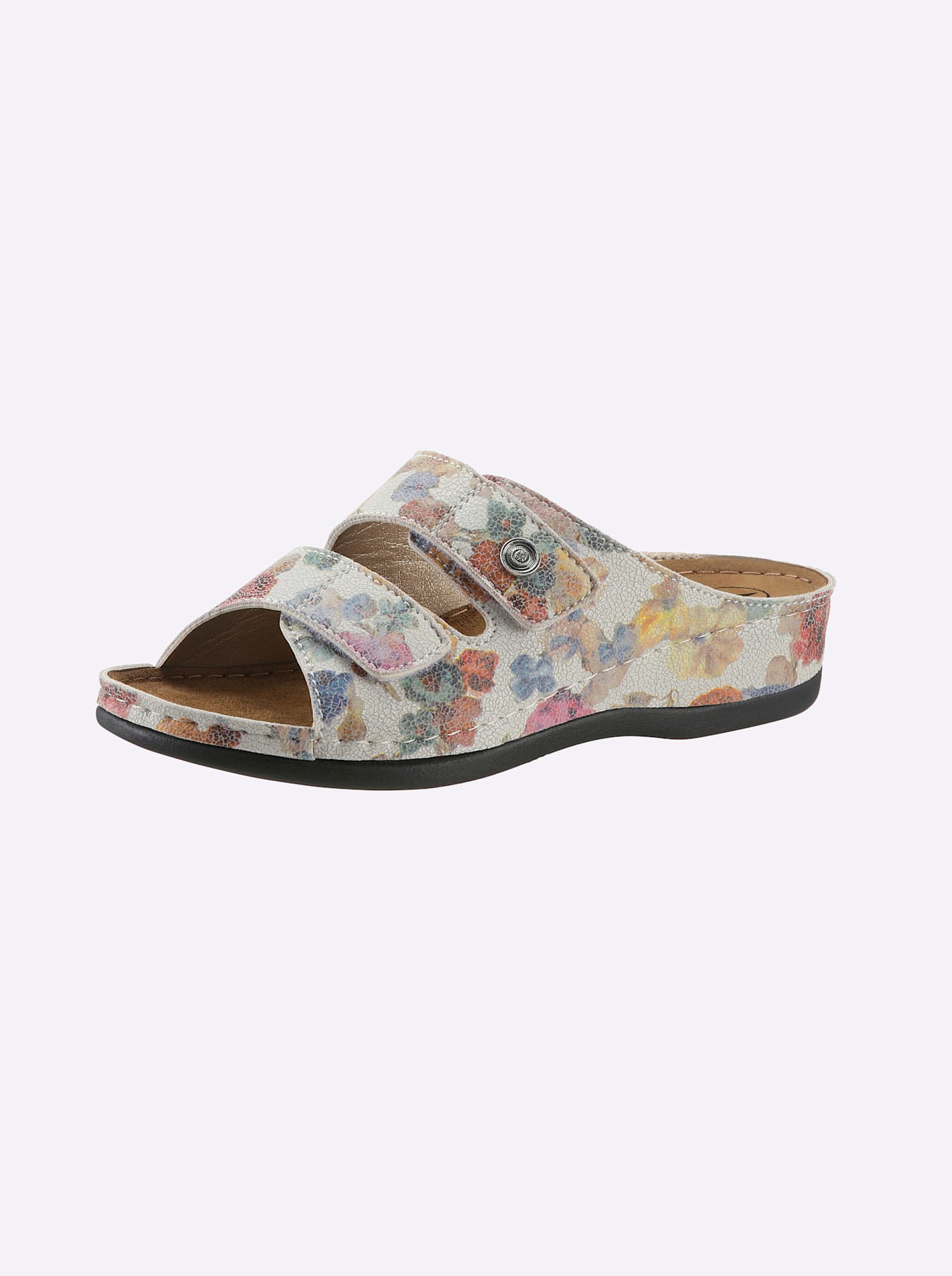 Pantolette FRANKEN-SCHUHE, Damen, Gr. 40, bunt (weiß, bunt), Lederimitat, Schuhe