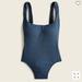 J. Crew Swim | J.Crew Women's Rib Square-Neck One Piece Swimsuit Blue Size 22 Nwt | Color: Blue | Size: 22