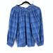 J. Crew Tops | J. Crew Top Women's Size Medium Off The Shoulder Blue Plaid Long Sleeve | Color: Blue | Size: M