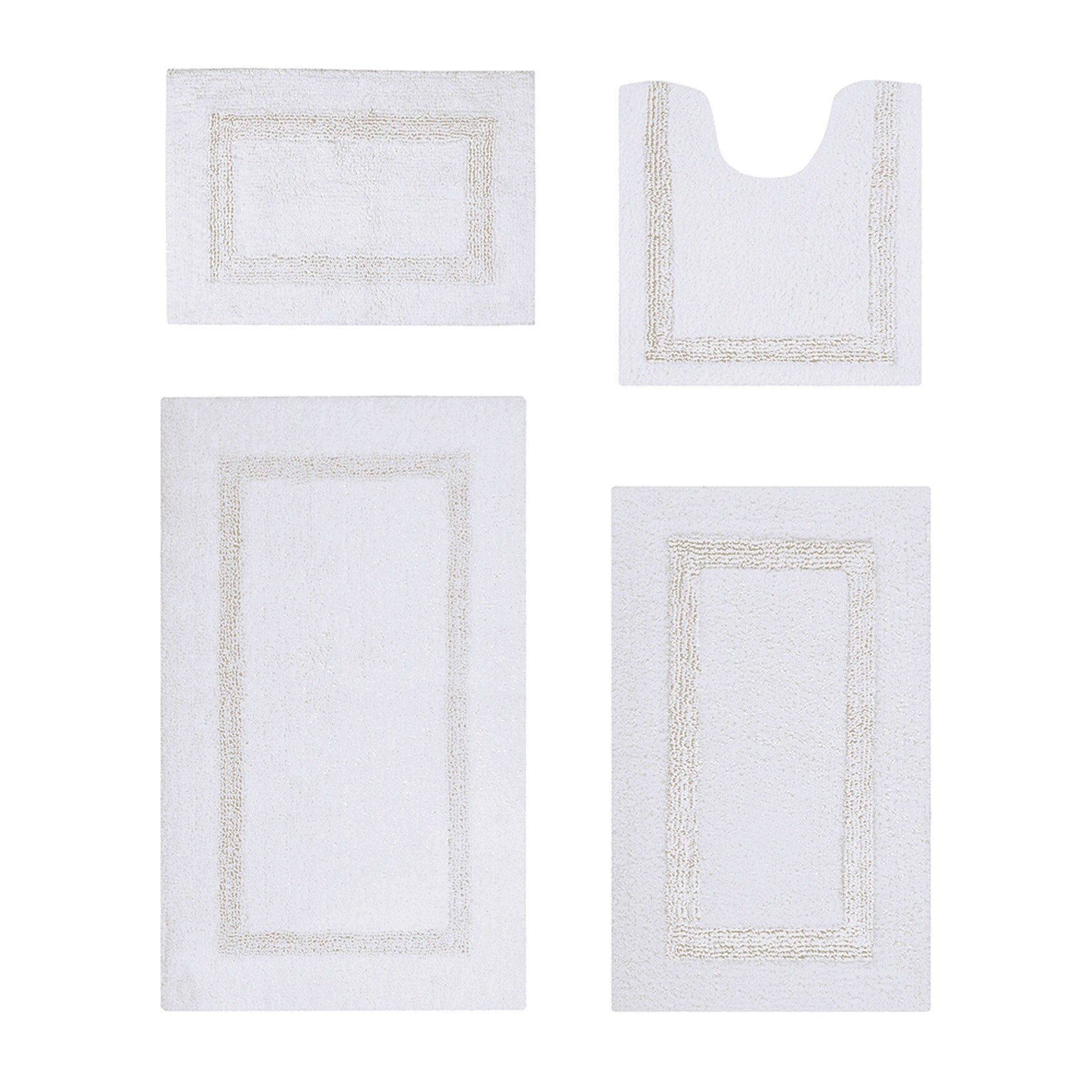 Hotel Collection 100% Cotton 4 Piece (17" X 24" | 20" X 20" | 21" X 34" | 24" X 40") Bath Rug Set by Brylane Home in White Ivory