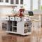 3-Piece/1 Piece Kitchen Island Set with/without 2 Bar Stools, Kitchen Cart on Wheels with 3 Drawers, Drop Leaf & Open Side Racks