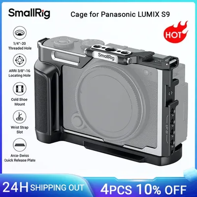 SmallRig S9 Kamerakäfig für Panasonic LUMIX S9, mit Holzgriff und Arca-Swiss Schnellwechselplatte für Arca-Typ-Stativ -4515