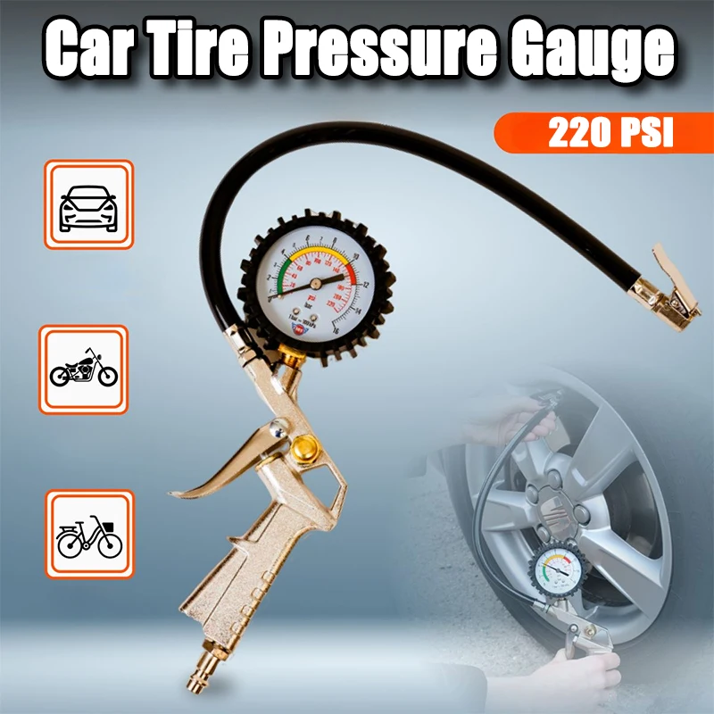 Auto-Reifendruckmesser, 220 PSI, hochpräzise Luftdruckpistole, Monitor, Tester, Luftkompressor, LKW, Motorrad, Reifenreparatur-Werkzeug Image