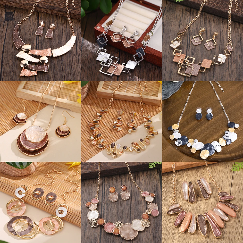 Cring Coco Vintage Herbst/Winter Braun Emaille Halsketten Set Elegant 2024 Damen Schmuck Sets Halskette für Frauen Weihnachtsgeschenk