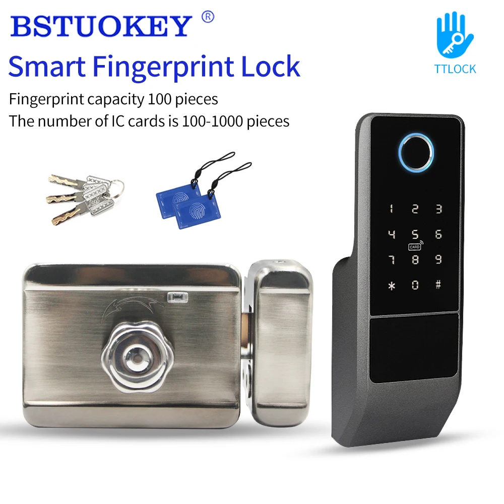 IP 65 wasserdicht Bluetooth Ttlock Finger abdruck Türschloss App öffnen Smart Electric Lock für zu Hause WiFi-Verbindung über Gateway-Schlüssel Image