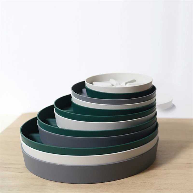 Blumentopf-Grundplatte, Hausgarten, verdickter Blumentopf, robustes Harz-Tablett, Untertassen, Tropfschalen, für drinnen und draußen, Pflanzenschotel Image