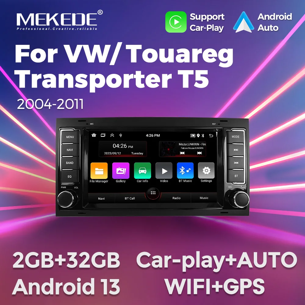 MEKEDE Android 13 Auto Radio Für VW Touareg Transporter T5 2004-2011 WIFI BT Carplay Android-Auto 7 zoll Multimedia Video Player Image