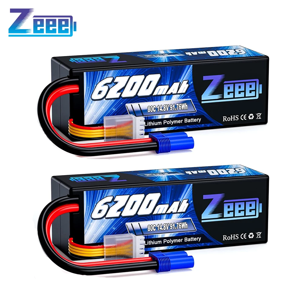 Zeee 4s 6200mah lipo batterie für rc auto 14,8 v 80c hardcase mit ec5 stecker für fpv drone buggy truggy racing hobby rc modell teile