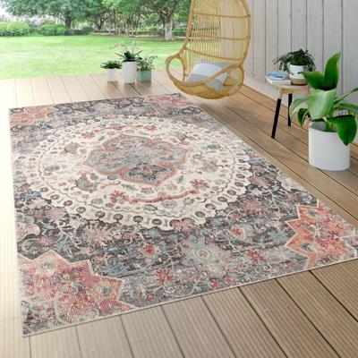 Paco Home - In- & Outdoor-Teppich Für Balkon Terrasse, Kurzflor Mit Orient-Muster In Grau 60x100 cm Image