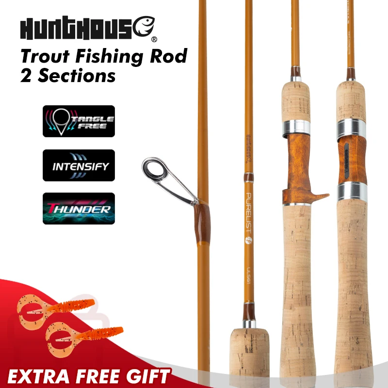 Hunthouse UL Canna da pesca alla trota Spinning Casting Esca ultraleggera WT 0.2-0.8g 0.8-6g 1.65m 1.75m 1.85m Fibra di carbonio 0.7mm Top