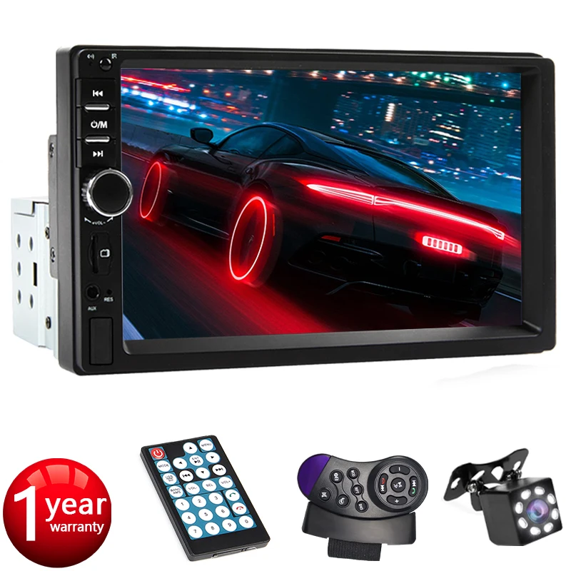 Autoradio da 7 pollici 1 Din Lettore multimediale MP5 Mirror Link Touch Screen FM ISO Alimentazione Aux Ingresso Bluetooth USB Autoradio universale