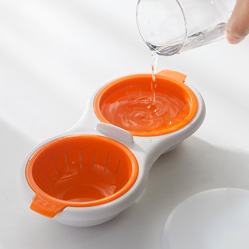 Cuociuova portatile per microonde: mini cuociuova a vapore a doppio strato con coperchio, strumento da cucina creativo per cucinare le uova in modo facile e veloce