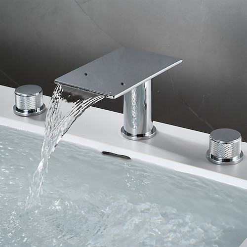 Waschbecken Wasserhahn - Wasserfall Galvanisierung Außen Montage Einhand Drei LöcherBath Taps Image