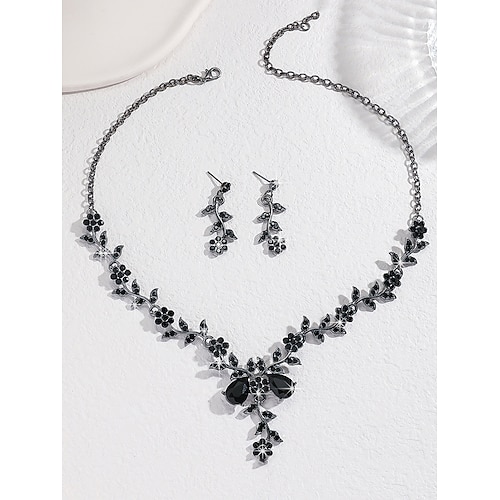 Elegantes Halsketten- und Ohrringset aus Zirkonia und Legierung für Damen – perfekt für Hochzeiten und besondere Anlässe Image